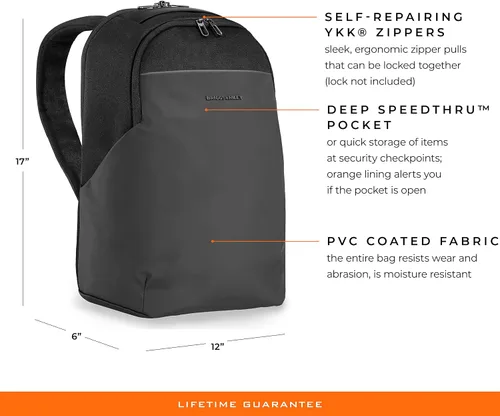 Vista 2 de Briggs & Riley Mochila mediana Delve, Negro -, Briggs & Riley Delve - Mochila mediana para laptop, se adapta a portátiles de hasta 15 pulgadas