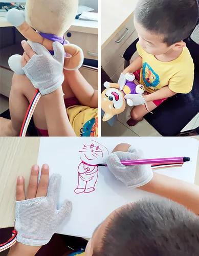 Vista 4 de Deja de chupar el pulgar para niños para chupar el pulgar para detener la succión del pulgar y guantes anti succión de dedos (L)