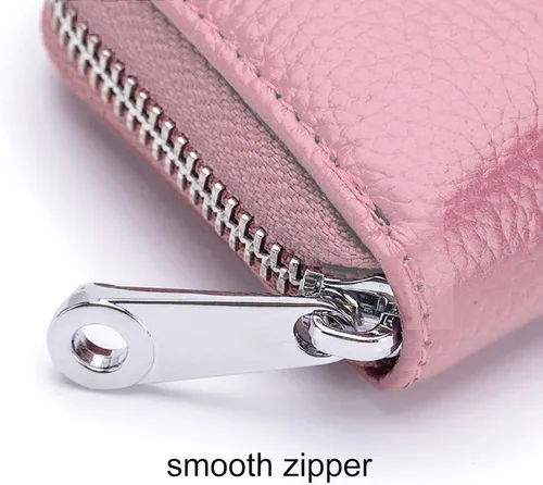 Vista 7 de EASTNIGHTS Cartera de cuero genuino para tarjetas de crédito RFID con cremallera