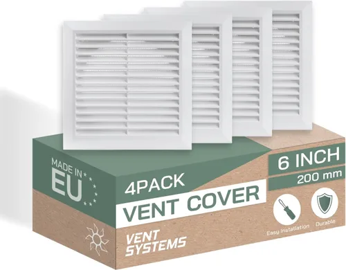 Vista 16 de Vent Systems Cubierta de ventilación negra de 4 pulgadas, cubierta de ventilación de plástico duradero con cuello de montaje y pantalla de malla