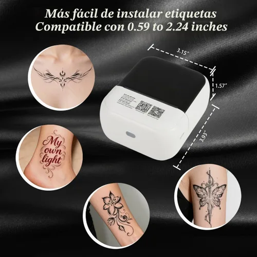 Vista 5 de Bowitzki Mini impresora de plantillas de tatuaje, impresora de tatuaje Bluetooth con 50 piezas de papel de transferencia, máquinas de tatuaje