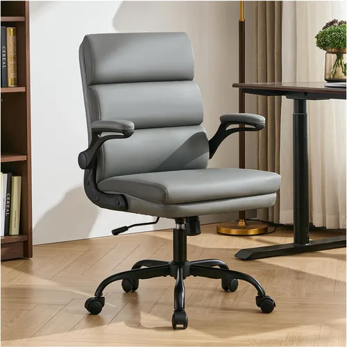 Vista 7 de amseatec Silla de Oficina Ajustable para Escritorio de Respaldo Medio Ejecutiva Cómoda de Tela Ergonómica con Soporte para la Espalda Silla de Beige