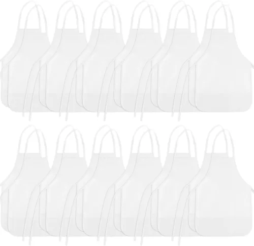 Vista 10 de 12 piezas de delantales para niños de color rojo rosa con 2 bolsillos amplios para arte, actividades de pintura, manualidades en la cocina Rosa Rojo