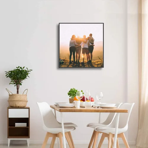 Vista 4 de SIGNFORD Lienzo enmarcado personalizado, arte de pared personalizado con fotos de tus amigos, impresas digitalmente, 16 x 16 pulgadas, marco negro