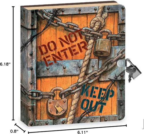 Vista 7 de Diario con páginas forradas Keep Out de Peaceable Kingdom, para niños, 6.25 in