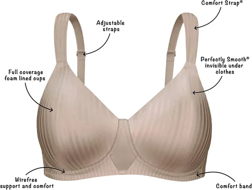 Vista 7 de Playtex Women's Perfectly Smooth Full-Coverage Wireless T-Shirt Bra for Full Figures