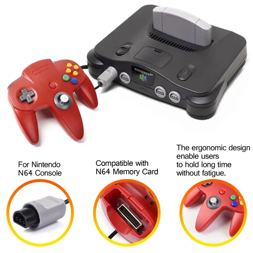 Vista 8 de iNNEXT 2 Pack N64 Controller, Classic Wired N64 64-bit Gamepad Joystick for Ultra 64 Video Game Console