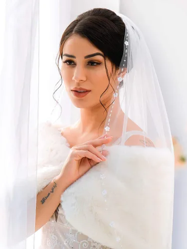 Vista 6 de Unicra Velo de novia de novia con peine velos de tul de novia accesorios de pelo para novias 1 nivel de longitud de la punta del dedo 35.4 pulgadas