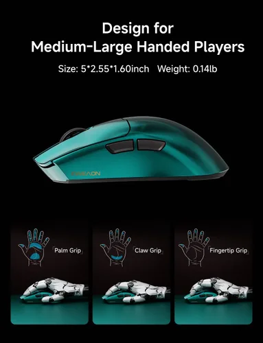 Vista 7 de S9 Max Ratón Inalámbrico para Juegos, Ratón Ergonómico para Computadora de 59G, Tres Modos, 8K Polling, 26K DPI, Sensor Óptico PAW3395, Interruptor
