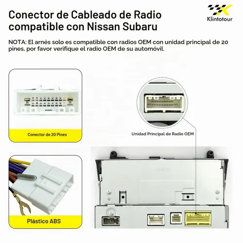 Vista 2 de Adaptador de cableado de radio del mercado de repuestos compatible con Nissan 2007-2013/Subaru 2008-2013, arnés de estéreo de coche Android de 16