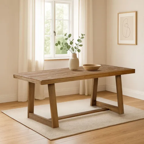 Vista 17 de Plank+Beam - Mesa de comedor de 48 pulgadas estilo granja, mesa de cocina rústica de madera maciza, mesa de comedor para el comedor, mobiliario