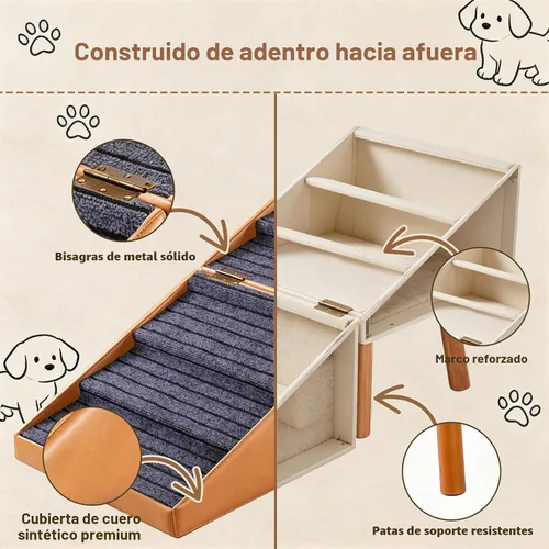 Vista 5 de Rampa para mascotas para camas altas de 21.06 pulgadas de alto Camello ámbar