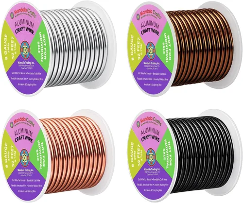 Vista 117 de Mandala Crafts - Alambre de aluminio anodizado de calibre 22 para hacer joyas - 137.2 m de alambre flexible surtido y coloreado - Doble para bonsái