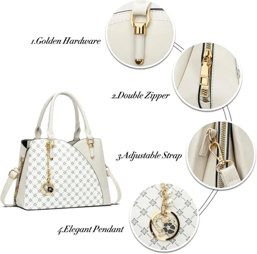 Vista 23 de KKXIU Monederos y bolsos de mano con triple compartimento para mujer, bolso de mano con asa superior