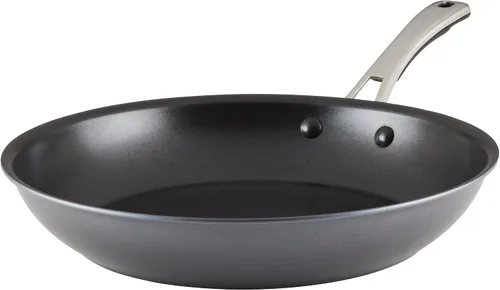 Vista 14 de Rachael Ray Cook + Create Sartén para Freír Anodizada Dura Antiadherente, 10 Pulgadas - Negro
