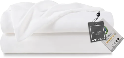 Vista 18 de Lavisun Paquete de 2 sábanas planas, sábanas planas de calidad de hotel, sábanas de microfibra cepillada, sábanas a granel para masaje, hogar, Beige