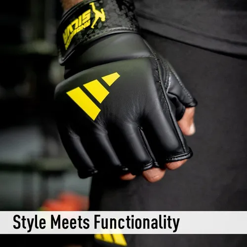 Vista 5 de Adidas x Anderson Silva - Guantes de entrenamiento y agarre para uso diario, estilo de lucha de MMA, carcasa exterior de poliuretano, probado