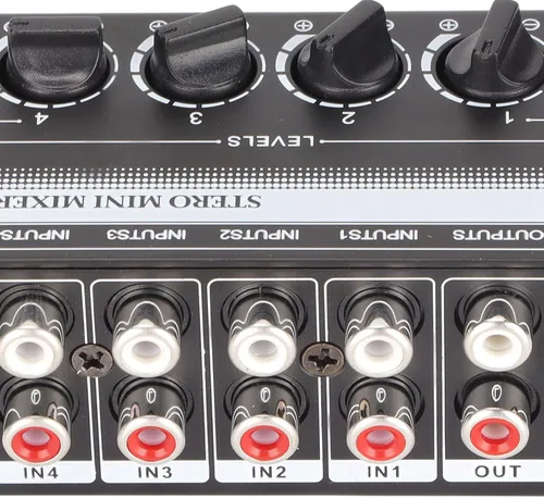 Vista 5 de Zyyini Mini mezclador estéreo, mezclador de audio portátil de 4 canales, mini mezclador estéreo profesional pasivo para mezclar instrumentos