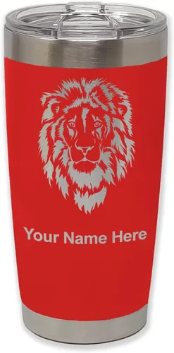 Vista 28 de LaserGram Vaso aislado al vacío de 20 onzas, cabeza de león, grabado personalizado incluido (negro)