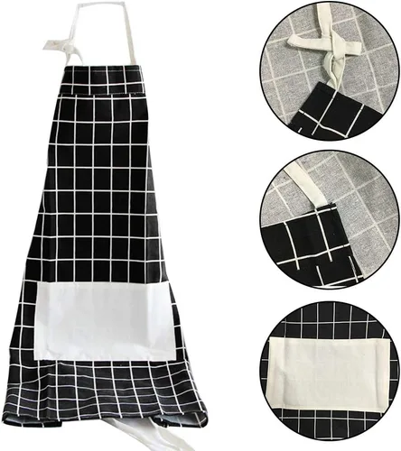 Vista 3 de YOLOPARK Delantal simple para padres e hijos, cómodo delantal de algodón con bolsillo para pintar, cocinero, artista, chef, paquete de 2