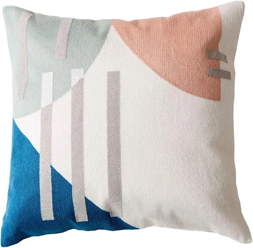 Vista 21 de vctops Funda decorativa para cojín con detalles de penachos geométricos estilo bohemio, funda de almohada cuadrada bordada en algodón para sofá