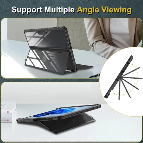Vista 5 de Fintie Funda Rígida para Microsoft Surface Pro 11/10/9 de 13 Pulgadas - Funda Folio Resistente a Golpes con Carcasa Trasera Transparente Compatible