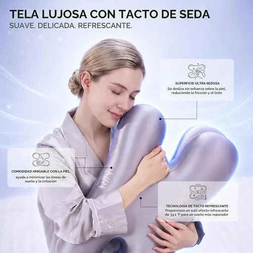 Vista 5 de Almohada cervical refrescante de alta calidad, almohada ortopédica de espuma viscoelástica para dormir de lado y de espalda, almohada ergonómica