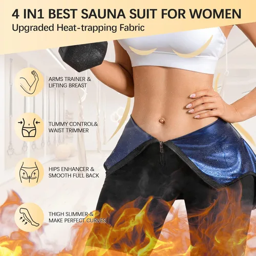 Vista 4 de Traje de sauna para mujer, entrenamiento de cintura de cuerpo completo, traje de sudor de manga corta con pantalones cortos moldeador de cuerpo