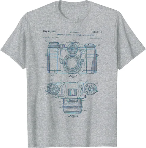 Vista 4 de Fotografía amante regalo cámara vintage esquema camiseta Negro