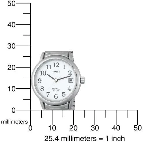 Vista 4 de Timex Reloj de Easy Reader Fecha banda de expansión para mujer, Casual, PlateadoBlanco