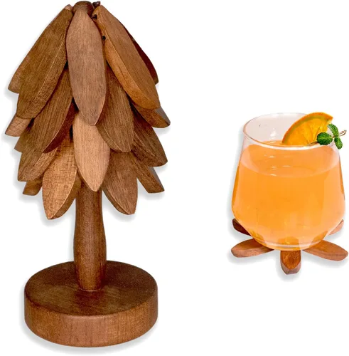 Vista 8 de Yuoyar - Juego de salvamanteles de madera en forma de árbol para mesa de café, cocina