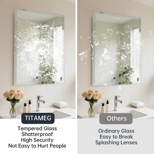Vista 4 de Espejo de pared sin marco de 22 x 30 pulgadas con borde biselado de 1 pulgada, espejo rectangular sin marco para baño, tocador, sala de estar