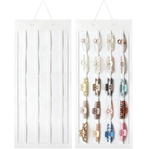 Vista 11 de SMUK Organizador de pinzas para mujeres, soporte colgante para pinzas de pelo para niñas, soporte de almacenamiento para horquillas de arcoíris