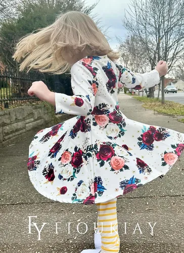 Vista 4 de Conjunto de ropa de otoño para niñas pequeñas, túnicas altas, leggings, ropa boutique