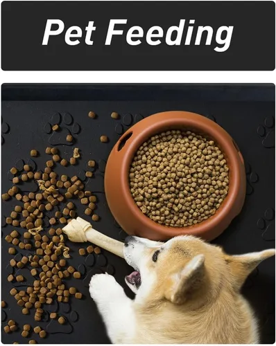 Vista 3 de SUPENUIN Bandeja de botas con patrón de patas para entrada, alfombrillas de goma impermeables para perros, bandeja multiusos para entrada