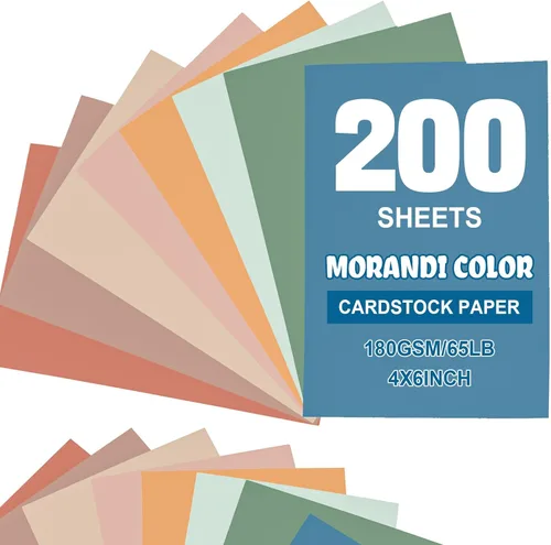 Vista 10 de Geyoga Kit de iniciación de 200 hojas de papel de cartulina de colores, 4 x 6 pulgadas, 190 GSM, papel de construcción grueso, colores surtidos