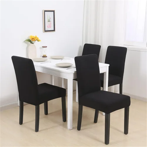 Vista 2 de Juego de 4 fundas para sillas de comedor, fundas elásticas de elastano para sillas de comedor, extraíbles y lavables, protectores desmontables