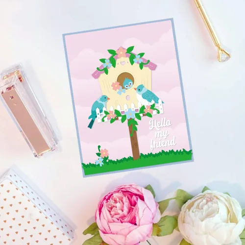 Vista 3 de BENECREAT Troqueles de corte de metal con patrón de casa de pájaros, plantilla de estampado en relieve para manualidades, álbumes de recortes, álbum
