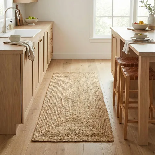 Vista 26 de Super Area Rugs Alfombra de yute – Alfombra reversible de fibra natural – Revestimiento ecológico para suelo de cocina – Puerta tejida a mano