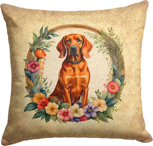 Vista 279 de Caroline's Treasures DAC2072PW1414 Affenpinscher and Flowers - Almohada decorativa de tela, lavable a máquina, para interiores y exteriores