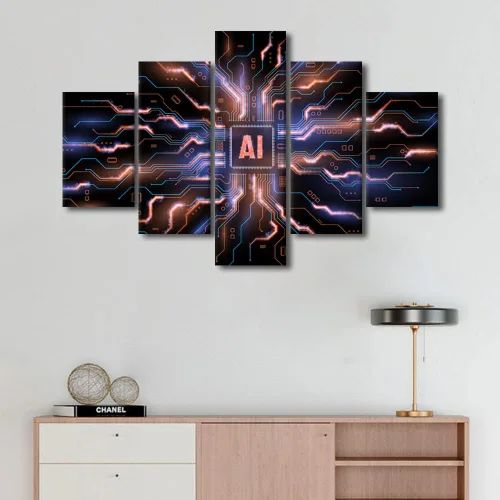 Vista 16 de TUMOVO Arte de pared para oficina C, almacenamiento, imágenes, impresión en lienzo, placa de circuito, tecnología de decoración del hogar, arte