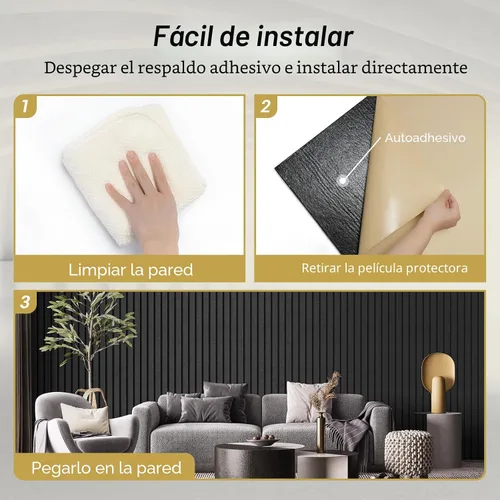 Vista 8 de TONOR Paneles de pared acústicos de doble capa autoadhesivos de alta densidad, paquete de 4 paneles de 47.2"x23.6"x0.72", paneles grandes de pared