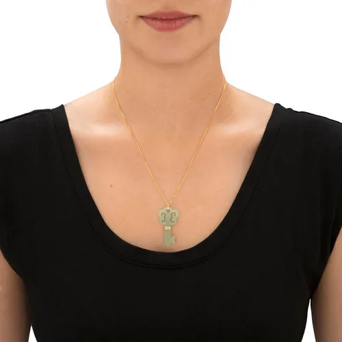 Vista 3 de PalmBeach - Colgante de llave de jade verde genuino de oro amarillo de 10 quilates (1.417 in), Metal, Jade