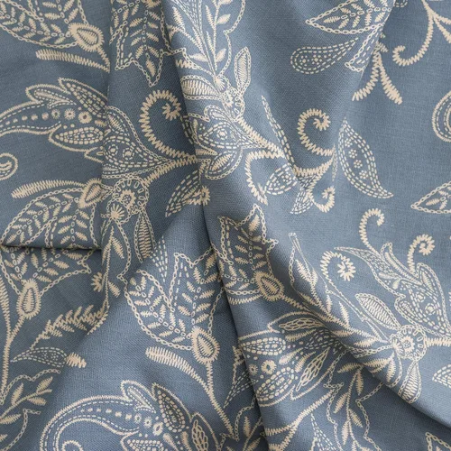 Vista 4 de Ellis Curtain Lexington Leaf Tailored Swags, Azul 56"x36
