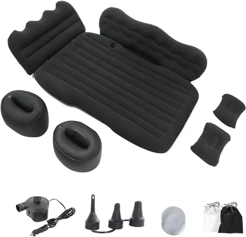 Vista 4 de Cama inflable para coche con inflado rápido para SUV, camping, resistente al agua, 50.4 in, cama inflable automática global Negro