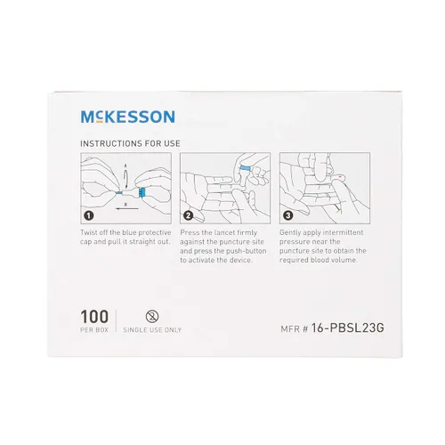 Vista 7 de McKesson 16-PBSL23G - Aguja de seguridad para lanceta de profundidad fija, 0.071 in de profundidad, calibre 23, pulsador (paquete de 100)