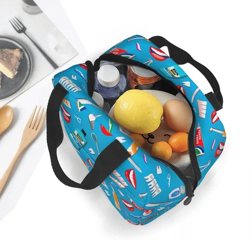 Vista 4 de Lonchera para dentistas, higienista dental, bolsa de almuerzo linda, bolsa de almuerzo aislada, para mujeres, hombres, trabajo, campamento, viajes