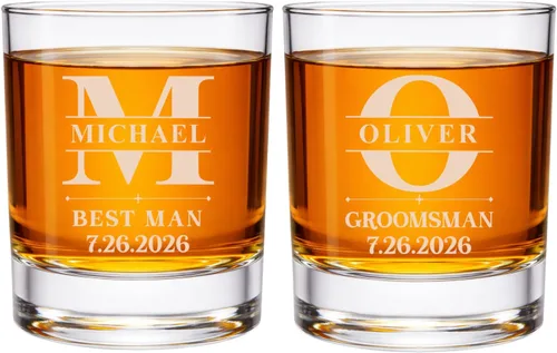 Vista 9 de Juego de vasos de whisky grabados con diseño personalizado Vidrio para una sola ocasión para cumpleaños, Día del Padre o hitos