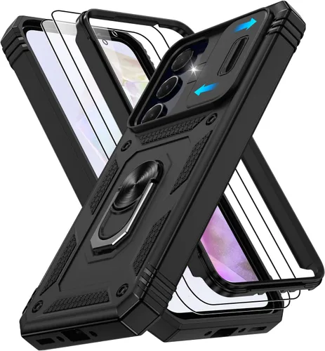 Vista 161 de Gritup Funda para Google Pixel 6 con cubierta deslizante para cámara y protector de pantalla (2 unidades), soporte de anillo giratorio 360°, funda
