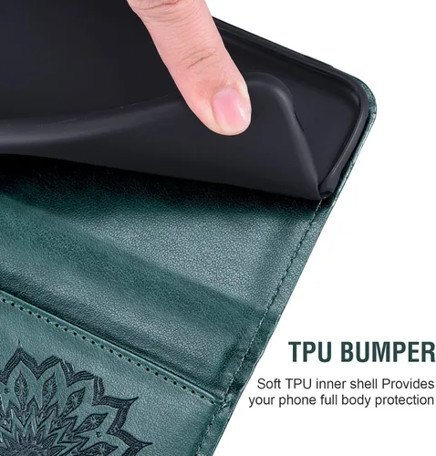 Vista 5 de Funda de teléfono para Samsung Galaxy A50 con protector de pantalla de vidrio templado, funda magnética de cuero, soporte para tarjetas, accesorios